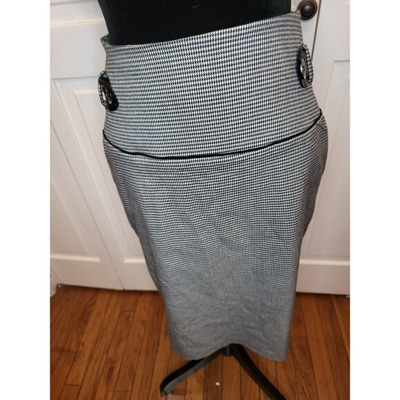 Trixxi Dresses & Skirts - White/Black Houndstooth Pencil Skirt High Waist 11 Retro Twee Preppy Office